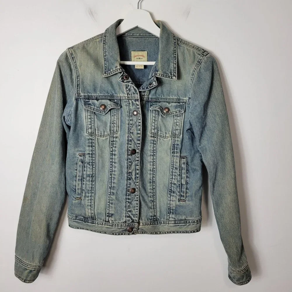 Abercrombie & Fitch Big Girls Size L Snap-Up Denim Jean Jacket Blue